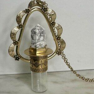 Essential Oil Rollerball Necklace - White Howlite Stone - Refillable Oil Roller